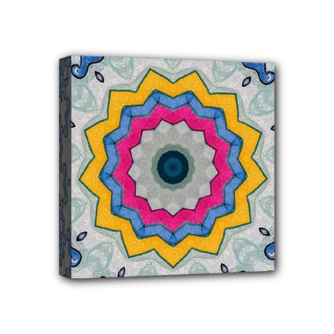 Kaleidoscope Bright Flower Mandala Mini Canvas 4  X 4  (stretched) by Pakrebo