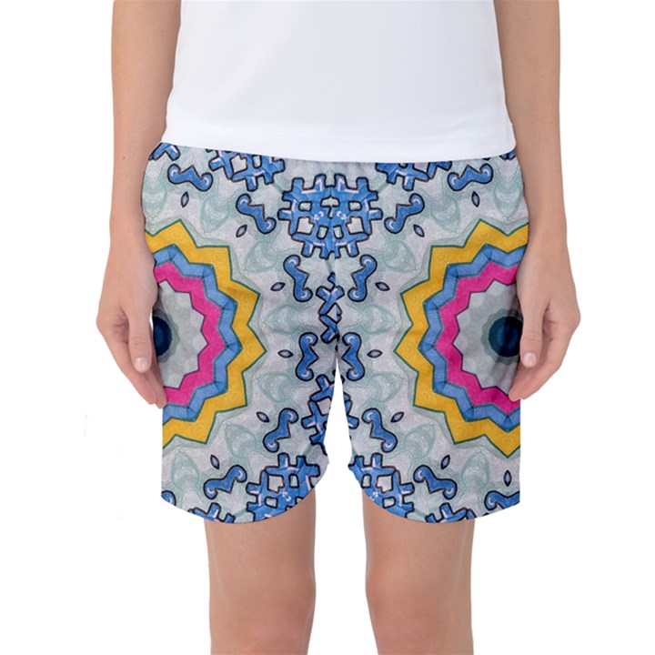 Kaleidoscope Bright Flower Mandala Women s Basketball Shorts