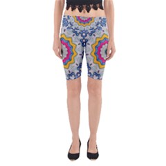 Kaleidoscope Bright Flower Mandala Yoga Cropped Leggings by Pakrebo