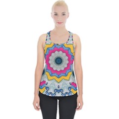 Kaleidoscope Bright Flower Mandala Piece Up Tank Top by Pakrebo