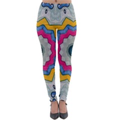 Kaleidoscope Bright Flower Mandala Lightweight Velour Leggings by Pakrebo