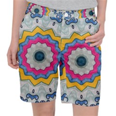 Kaleidoscope Bright Flower Mandala Pocket Shorts by Pakrebo