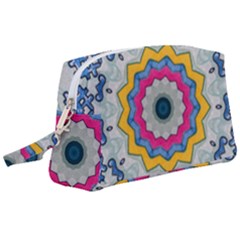 Kaleidoscope Bright Flower Mandala Wristlet Pouch Bag (large)