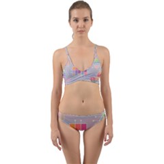 Pastels Shapes Geometric Wrap Around Bikini Set by Pakrebo