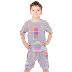 Pastels Shapes Geometric Kids  Tee And Shorts Set by Pakrebo