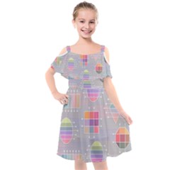 Pastels Shapes Geometric Kids  Cut Out Shoulders Chiffon Dress by Pakrebo