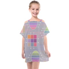 Pastels Shapes Geometric Kids  One Piece Chiffon Dress by Pakrebo