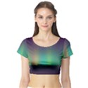 Background Colors Abstract Green Short Sleeve Crop Top View1