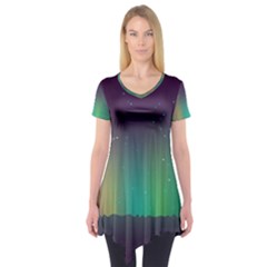 Background Colors Abstract Green Short Sleeve Tunic  by Pakrebo