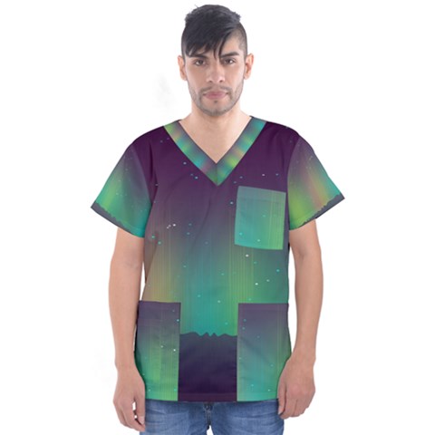 Background Colors Abstract Green Men s V-neck Scrub Top by Pakrebo