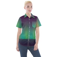 Background Colors Abstract Green Women s Short Sleeve Pocket Shirt