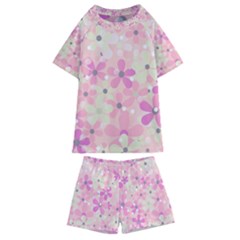 Background Floral Non Seamless Kids  Swim Tee And Shorts Set by Pakrebo