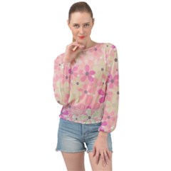 Background Floral Non Seamless Banded Bottom Chiffon Top