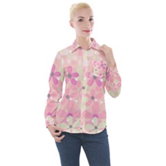 Background Floral Non Seamless Women s Long Sleeve Pocket Shirt