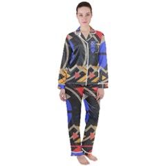 Background Abstract Colors Shapes Satin Long Sleeve Pyjamas Set by Pakrebo