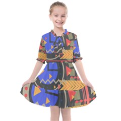 Background Abstract Colors Shapes Kids  All Frills Chiffon Dress