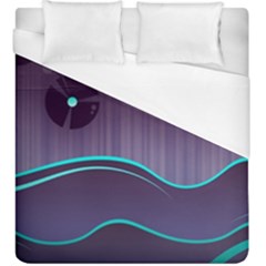 Scenery Sea Full Moon Stylized Duvet Cover (king Size) by Pakrebo