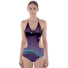 Scenery Sea Full Moon Stylized Cut-out One Piece Swimsuit by Pakrebo