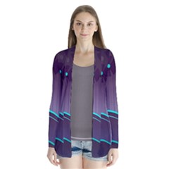 Scenery Sea Full Moon Stylized Drape Collar Cardigan by Pakrebo