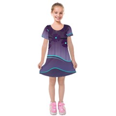 Scenery Sea Full Moon Stylized Kids  Short Sleeve Velvet Dress by Pakrebo