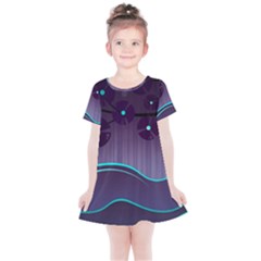 Scenery Sea Full Moon Stylized Kids  Simple Cotton Dress by Pakrebo