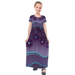 Scenery Sea Full Moon Stylized Kids  Short Sleeve Maxi Dress by Pakrebo