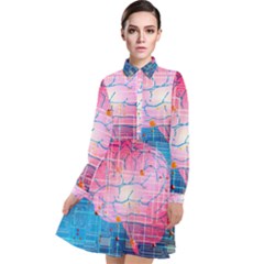 Evolution Artificial Intelligence Long Sleeve Chiffon Shirt Dress