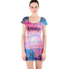 Evolution Artificial Intelligence Short Sleeve Bodycon Dress by Pakrebo