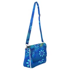 Bokeh Floral Blue Design Shoulder Bag With Back Zipper