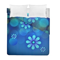 Bokeh Floral Blue Design Duvet Cover Double Side (full/ Double Size) by Pakrebo