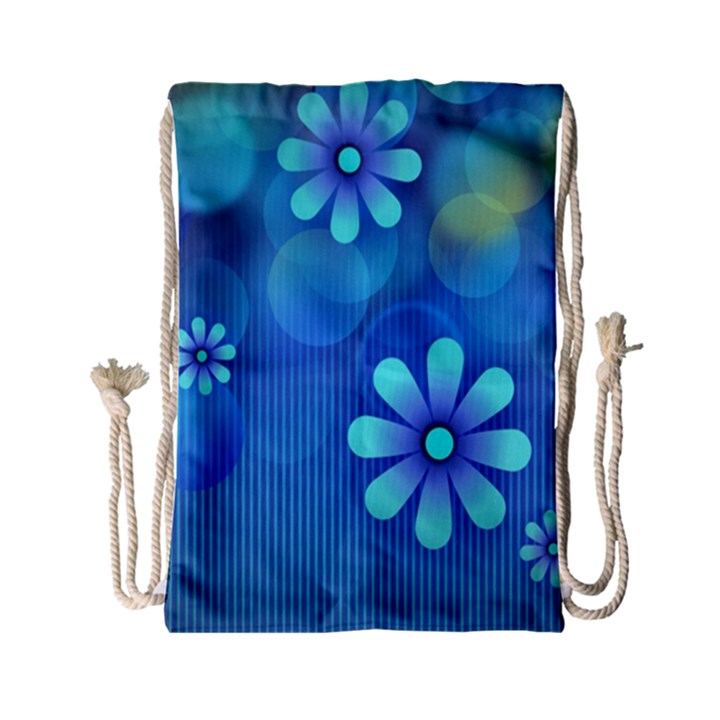 Bokeh Floral Blue Design Drawstring Bag (Small)