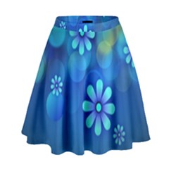 Bokeh Floral Blue Design High Waist Skirt by Pakrebo