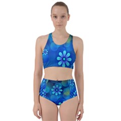 Bokeh Floral Blue Design Racer Back Bikini Set by Pakrebo