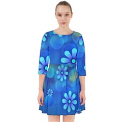 Bokeh Floral Blue Design Smock Dress