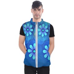 Bokeh Floral Blue Design Men s Puffer Vest by Pakrebo