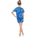 Bokeh Floral Blue Design Kids  Mesh Tee and Shorts Set View2