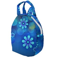 Bokeh Floral Blue Design Travel Backpacks by Pakrebo