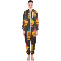 Pattern Non Seamless Objects Pots Hooded Jumpsuit (ladies)  by Pakrebo