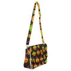 Pattern Non Seamless Objects Pots Shoulder Bag With Back Zipper