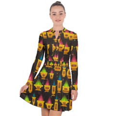 Pattern Non Seamless Objects Pots Long Sleeve Panel Dress by Pakrebo