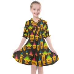 Pattern Non Seamless Objects Pots Kids  All Frills Chiffon Dress by Pakrebo