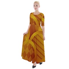 Background Abstract Shapes Circle Half Sleeves Maxi Dress