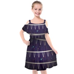 Background Buntings Stylized Kids  Cut Out Shoulders Chiffon Dress