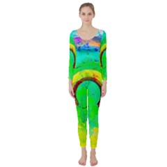 Abstract Color Design Background Long Sleeve Catsuit by Pakrebo