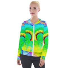 Abstract Color Design Background Velour Zip Up Jacket