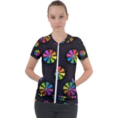 Background Non Seamless Pattern Short Sleeve Zip Up Jacket