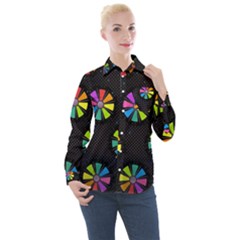 Background Non Seamless Pattern Women s Long Sleeve Pocket Shirt