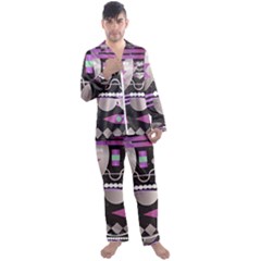 Background Abstract Geometric Men s Satin Pajamas Long Pants Set