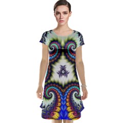 Abstract Texture Fractal Figure Cap Sleeve Nightdress by Pakrebo