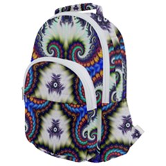 Abstract Texture Fractal Figure Rounded Multi Pocket Backpack